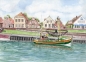 Preview: Postcard DIN-A6  Watercolor Maritime Art Print North Sea East Friesland Greetsiel Harbour